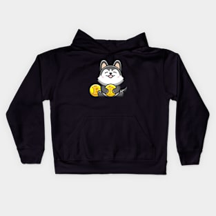 dog huging bitcoin Kids Hoodie